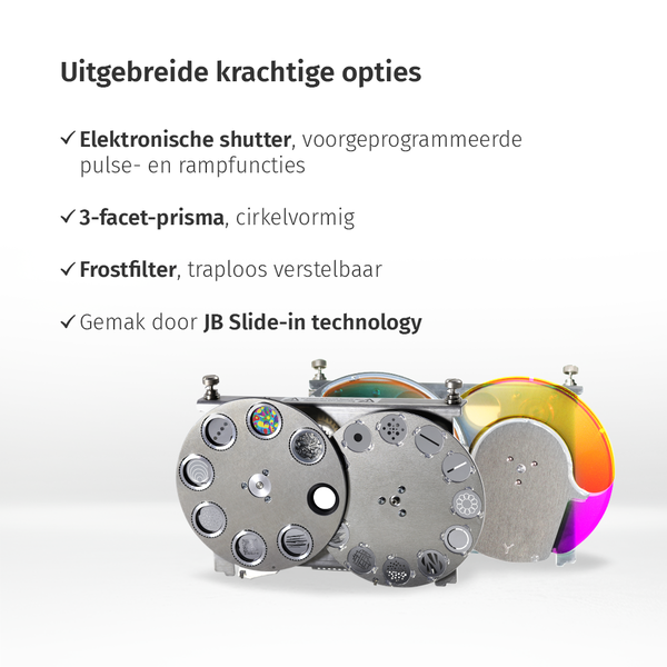 JB-Lighting* JB-Lighting | P9 HP | Projecteur à tête mobile LED Beamspot | 330 W | 15 000 lm | CMY | 29 dB(A) | 18 gobos | 3,4° – 54° | 17 kg | IRC ≥ 70