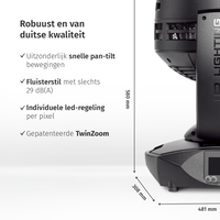 JB-Lighting | VCSP181 | Sparx 18 | Projecteur à tête mobile LED Washbeam | 37 x 40 W RGBW | 23 000 lm | 29 dB(A) | 3° - 70° | 22 kg JB-Lighting* JB-Lighting | VCSP181 | Sparx 18 | Projecteur à tête mobile LED Washbeam | 37 x 40 W RGBW | 23 000 lm | 29 dB(A) | 3° - 70° | 22 kg