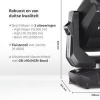 JB-Lighting | P10 | Wash LED Movinghead | 330W | 8.000 – 15.000lm | CMY | 29dB(A) | 7 gobo's |12° - 70° | 17kg | CRI ≥92 - ≥70 JB-Lighting* JB-Lighting | P10 | Wash LED Movinghead | 330W | 8.000 – 15.000lm | CMY | 29dB(A) | 7 gobo's |12° - 70° | 17kg | CRI ≥92 - ≥70