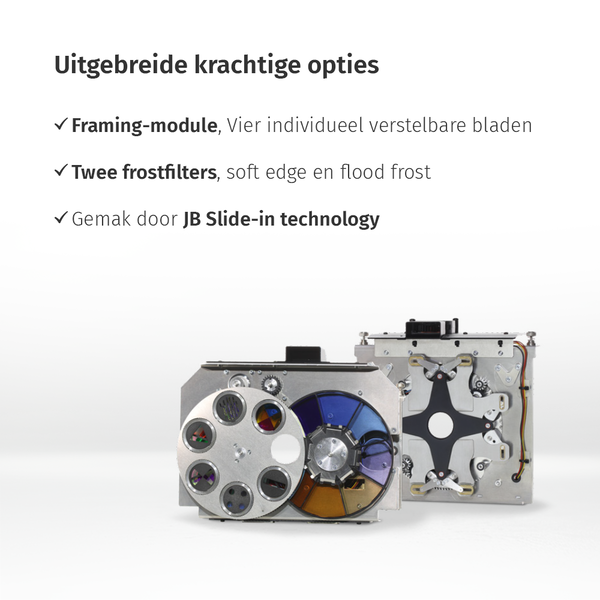 JB-Lighting* JB-Lighting | P18 | Projecteur à tête mobile LED | 1 100 W | 23 000 – 40 000 lm | CMY | 28 dB(A) | 6 gobos | 13°-65° | 30 kg | IRC ≥ 92 - ≥ 70