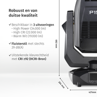 JB-Lighting* JB-Lighting | P15 | Washlight LED Movinghead | 1000W | 22.000 - 34.000lm | CMY | 29dB(A) | 9° - 66° | 23kg | CRI ≥93 – ≥85