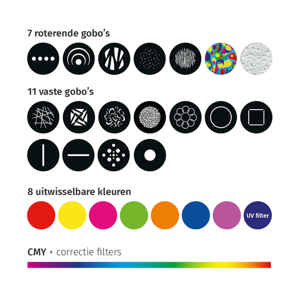 JB-Lighting* JB-Lighting | VSP501 | P5 HP | Beamspot LED Movinghead | 200W | 9000lm | CMY | 29dB-A | 18 gobo's | 2.5° – 50°| 10,7KG | CRI ≥74