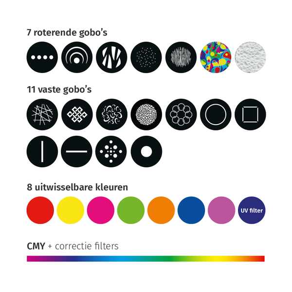 JB-Lighting* JB-Lighting | VSP501 | P5 HP | Beamspot LED Movinghead | 200W | 9000lm | CMY | 29dB-A | 18 gobo's | 2.5° – 50°| 10,7KG | CRI ≥74