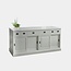 123schrank Sideboard Lin 03 - 200x50x90H cm - Platte wahlweise grau - 6 Schubladen - 4 geschlossene Schiebetüren