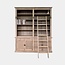 123schrank Bücherregal Melena del Sur - 200x43x240H cm - Eiche - mit Stange und Leiter - 10 Fachböden - 2 ausziehbare Fachböden - 4 geschlossene Flügeltüren - verstellbare Fachböden