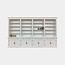 123schrank Bücherregal Melena del Sur - 400x43x240H cm - 20 Fachböden - 2 ausziehbare Fachböden - 8 geschlossene Flügeltüren - verstellbare Fachböden