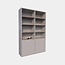 123schrank Bücherregal Glasgow - 150x40x230H cm - Bücherregal - Einlegeböden aus Eiche - schlankes Design - 2 grifflose push-to-open Türen