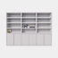 123schrank Bücherregal / Regalschrank Stellenbosch - 300x40x220H cm - schlankes Design - 6 grifflose Türen - offene Regale
