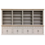 123schrank Bücherregal Modern Library - 400x43x240H cm - mit Eichenplatte und Mittelrahmen - 8 Flügeltüren - 8 Schubladen - verstellbare Einlegeböden