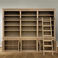 123schrank Bücherregal Melena del Sur - 300x43x240H cm - Eiche - mit Stange und Leiter - 15 Fachböden - 3 ausziehbare Fachböden - 6 geschlossene Flügeltüren - verstellbare Fachböden