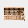 123schrank Bücherregal Melena del Sur - 400x43x240H cm - Eiche - mit Stange und Leiter - 20 Fachböden - 4 ausziehbare Fachböden - 8 Flügeltüren - verstellbare Fachböden
