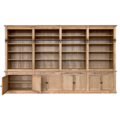 123schrank Bücherregal Melena del Sur - 400x43x240H cm - Eiche - mit Stange und Leiter - 20 Fachböden - 4 ausziehbare Fachböden - 8 Flügeltüren - verstellbare Fachböden