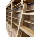 123schrank Bücherregal Melena del Sur - 400x43x240H cm - Eiche - mit Stange und Leiter - 20 Fachböden - 4 ausziehbare Fachböden - 8 Flügeltüren - verstellbare Fachböden
