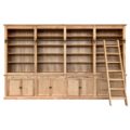 123schrank Bücherregal Melena del Sur - 400x43x240H cm - Eiche - mit Stange und Leiter - 20 Fachböden - 4 ausziehbare Fachböden - 8 Flügeltüren - verstellbare Fachböden