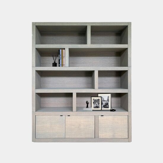 123schrank Kleiderschrank London 01 - 200x40x240H cm - Eiche - 3 geschlossene Türen - offene Fächer - schlankes Design