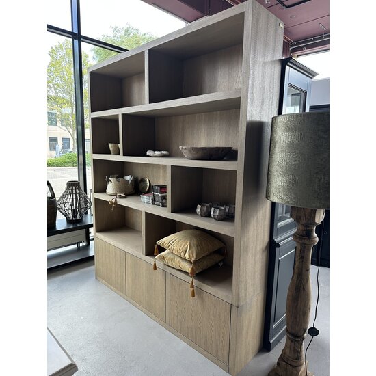 123schrank Kleiderschrank London 01 - 200x40x240H cm - Eiche - 3 geschlossene Türen - offene Fächer - schlankes Design