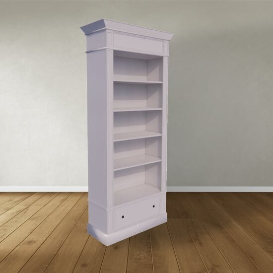 123schrank Brighton Bibliothek - Bücherregal - zerlegbar - 85x43x240H cm - 4 verstellbare Einlegeböden - 1 Soft-Close-Schublade