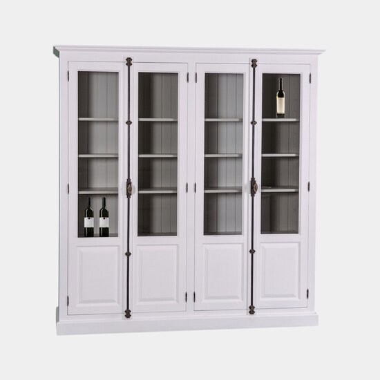 123schrank Vitrine Köln - 205x40x210H cm - Doppelspanolettverschluss - Vitrinentüren - geschlossene Türen