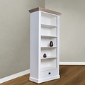 123schrank Bücherregal Sara 05 - 100x46x206H cm - Rahmen aus Eiche - 4 Fachböden - 1 Schublade mit Soft-Close