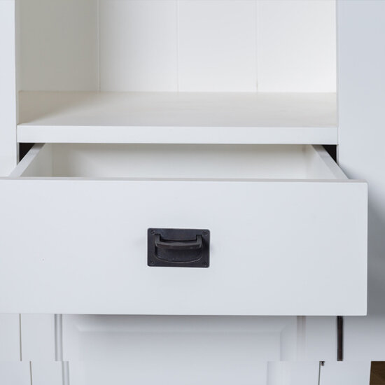 123schrank Bücherregal Sara 06 - 76x46x206H cm - Rahmen aus Eichenholz - 2 Einlegeböden - 1 Soft-Close-Schublade - 1 geschlossene Flügeltür