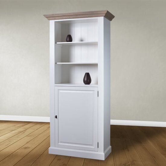 123schrank Bücherregal Sara 07 - 96x46x206H cm - Rahmen aus Eiche - 2 Fachböden - 1 geschlossene Flügeltür