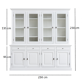 123schrank Buffetschrank Santa Barbara - 230x45x230H cm - 4 Vitrinentüren mit Scharnieren - 4 Schubladen mit Soft Close - 4 geschlossene Türen mit Scharnieren - verstellbare Einlegeböden
