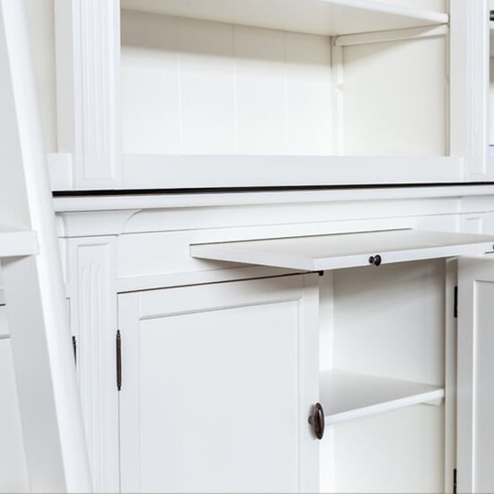 123schrank Bücherregal Melena del Sur - 300x40x240H cm - mit Stange und Leiter - 15 Fachböden - 3 ausziehbare Fachböden - 6 geschlossene Flügeltüren - verstellbare Fachböden