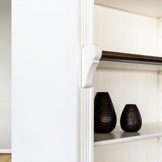 123schrank Bücherregal Melena del Sur - 200x40x240H cm - mit Stange und Leiter - 10 Fachböden - 2 ausziehbare Fachböden - 4 geschlossene Flügeltüren - verstellbare Fachböden