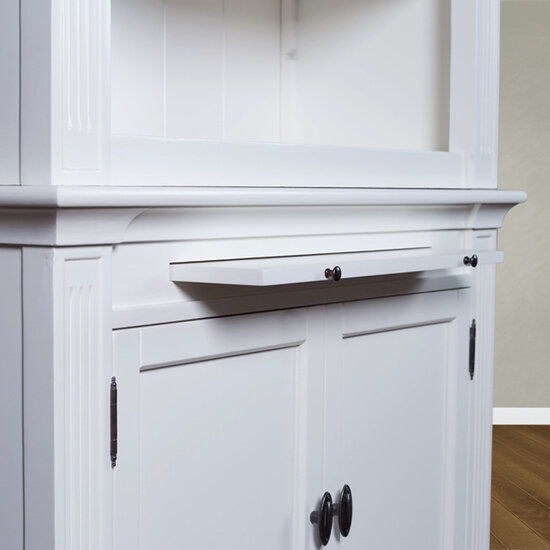 123schrank Bücherregal Melena del Sur - 100x40x240H cm - 5 Fachböden - 1 ausziehbarer Fachboden - 2 geschlossene Flügeltüren - verstellbare Fachböden