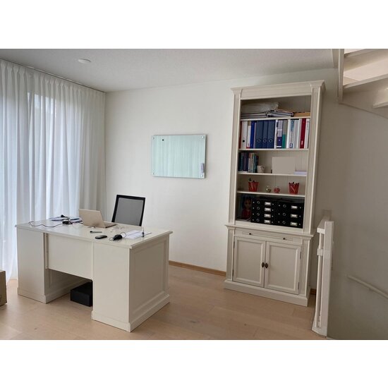 123schrank Bücherregal Melena del Sur - 100x40x240H cm - 5 Fachböden - 1 ausziehbarer Fachboden - 2 geschlossene Flügeltüren - verstellbare Fachböden
