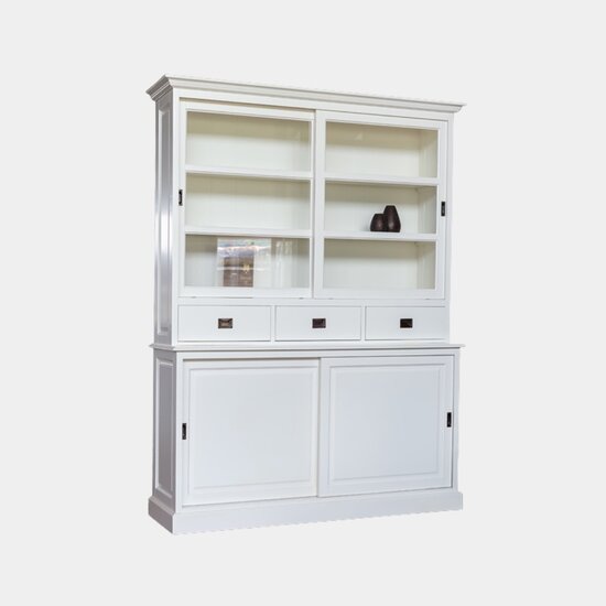123schrank Buffetschrank Le petit st Tropez - 163x50x225H cm - 2 Schiebetüren - 3 Schubladen - 2 geschlossene Schiebetüren