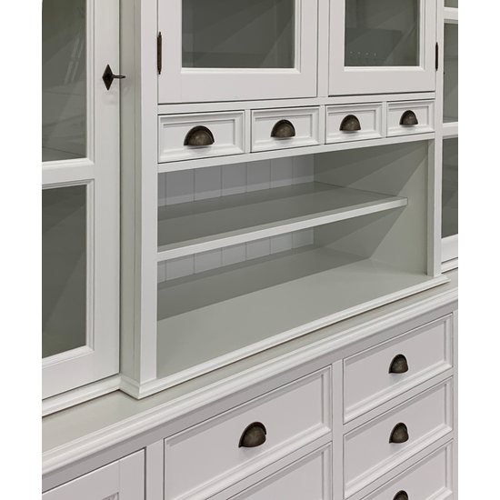 123schrank Buffetschrank San Pietro - 235x55x225H cm - 4 Flügeltüren - 4 kleine Schubladen - offenes Fach - 8 große Schubladen mit Soft Close - 2 geschlossene Flügeltüren