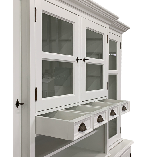 123schrank Buffetschrank San Pietro - 235x55x225H cm - 4 Flügeltüren - 4 kleine Schubladen - offenes Fach - 8 große Schubladen mit Soft Close - 2 geschlossene Flügeltüren