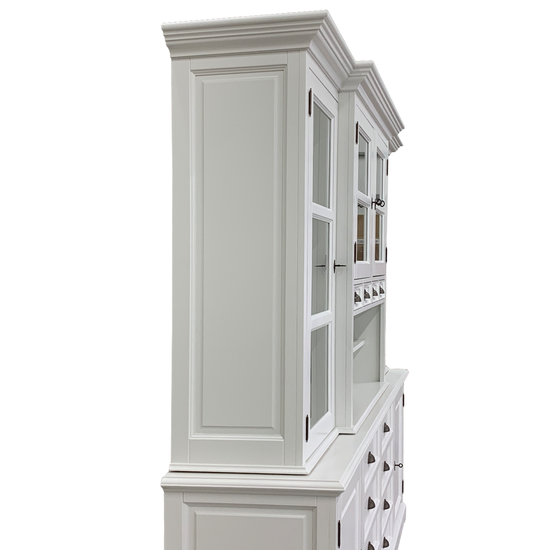 123schrank Buffetschrank San Pietro - 235x55x225H cm - 4 Flügeltüren - 4 kleine Schubladen - offenes Fach - 8 große Schubladen mit Soft Close - 2 geschlossene Flügeltüren