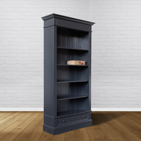 123schrank Bücherregal Malaga - 100x35x200H cm - 4 Einlegeböden - 1 Soft-Close-Schublade