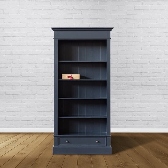 123schrank Bücherregal Malaga - 100x35x200H cm - 4 Einlegeböden - 1 Soft-Close-Schublade