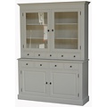 123schrank Buffetschrank Santa Monica - 145x45x215H cm - 2 Vitrinentüren mit Scharnieren - 9 Schubladen - 2 geschlossene Türen mit Scharnieren