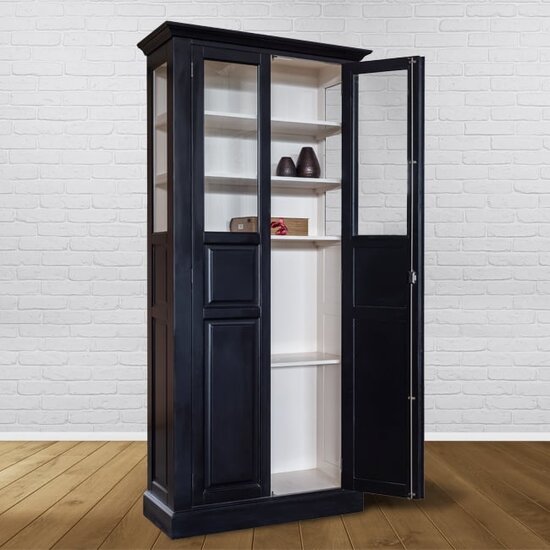 123schrank Vitrine Cape Class - 95x50x230H cm - 4 Einlegeböden - Seiten aus Glas - lange Flügeltüren - Glasvitrine - geschlossene Türen