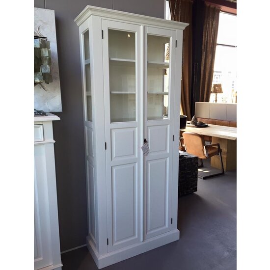 123schrank Vitrine Cape Class - 95x50x230H cm - 4 Einlegeböden - Seiten aus Glas - lange Flügeltüren - Glasvitrine - geschlossene Türen