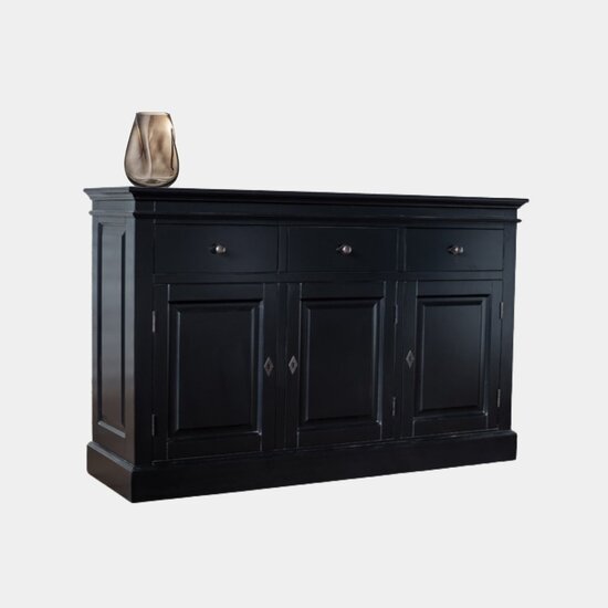123schrank Lourdes Sideboard - 150x45x90H cm - 3 Schubladen mit Soft-Close - 3 geschlossene Flügeltüren