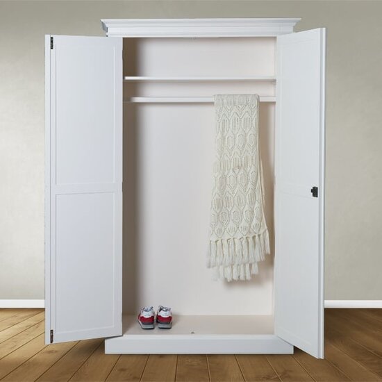 123schrank Siena Kleiderschrank - 125x51x200Hcm - Kleiderstange - Regal - 2 geschlossene Flügeltüren