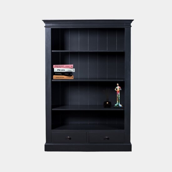 123schrank Bücherregal Libreria - 125x45x180H cm - 3 Fachböden - 2 Soft-Close-Schubladen