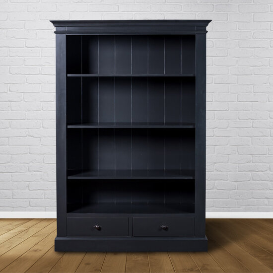 123schrank Bücherregal Libreria - 125x45x180H cm - 3 Fachböden - 2 Soft-Close-Schubladen