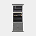 123schrank Privatbibliothek - Bücherregal - 100x43x240H cm - 5 Fachböden - Spule und Stange - 2 Schubladen - 2 geschlossene Flügeltüren - verstellbare Fachböden