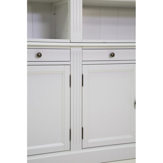 123schrank Privatbibliothek - Bücherregal - 200x43x240H cm - mit Stange und Leiter - verstellbare Einlegeböden - 10 Einlegeböden - 4 Schubladen - 4 geschlossene Flügeltüren