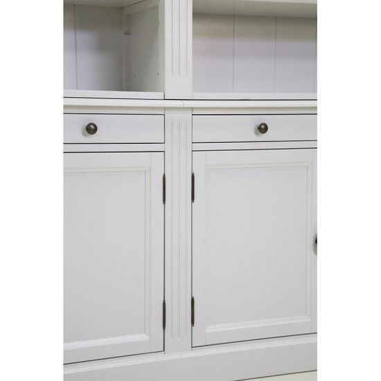 123schrank Privatbibliothek - Bücherregal - 200x43x240H cm - zerlegbar - mit Stange und Leiter - verstellbare Einlegeböden - 10 Einlegeböden - 4 Schubladen - 4 geschlossene Flügeltüren