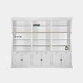 123schrank Privatbibliothek - Bücherregal - zerlegbar - 300x43x240H cm - mit Stange und Leiter - verstellbare Einlegeböden - 15 Einlegeböden - 6 Schubladen - 6 geschlossene Flügeltüren
