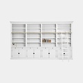 123schrank Privatbibliothek - Bücherregal - 400x43x240H cm - zerlegbar - mit Stange und Leiter - verstellbare Einlegeböden - 20 Einlegeböden - 8 Schubladen - 8 geschlossene Flügeltüren