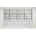 123schrank Privatbibliothek - Bücherregal - 400x43x240H cm - zerlegbar - mit Stange und Leiter - verstellbare Einlegeböden - 20 Einlegeböden - 8 Schubladen - 8 geschlossene Flügeltüren