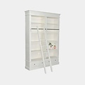 123schrank Brighton Bibliothek - Bücherregal - 171x43x240H cm - zerlegbar - mit Stange und Leiter - 8 verstellbare Einlegeböden - 2 Soft-Close-Schubladen